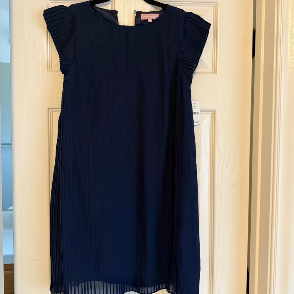 BCBG girls navy pleated dress